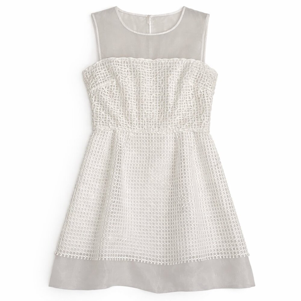 French Connection Glacier Wave Flare Dress | Mesh Illusion